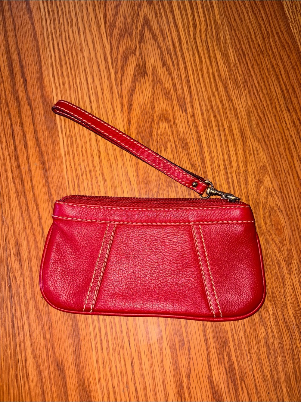 Red leather clutch wallet